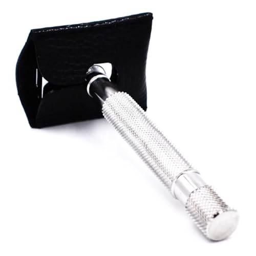 Parker Genuine Leather Safety Razor Travel Sheath ? Black-Buffalo Leather, Hand?Stitched Protection Sleeve for DE/Butterfly/3?Piece Razors