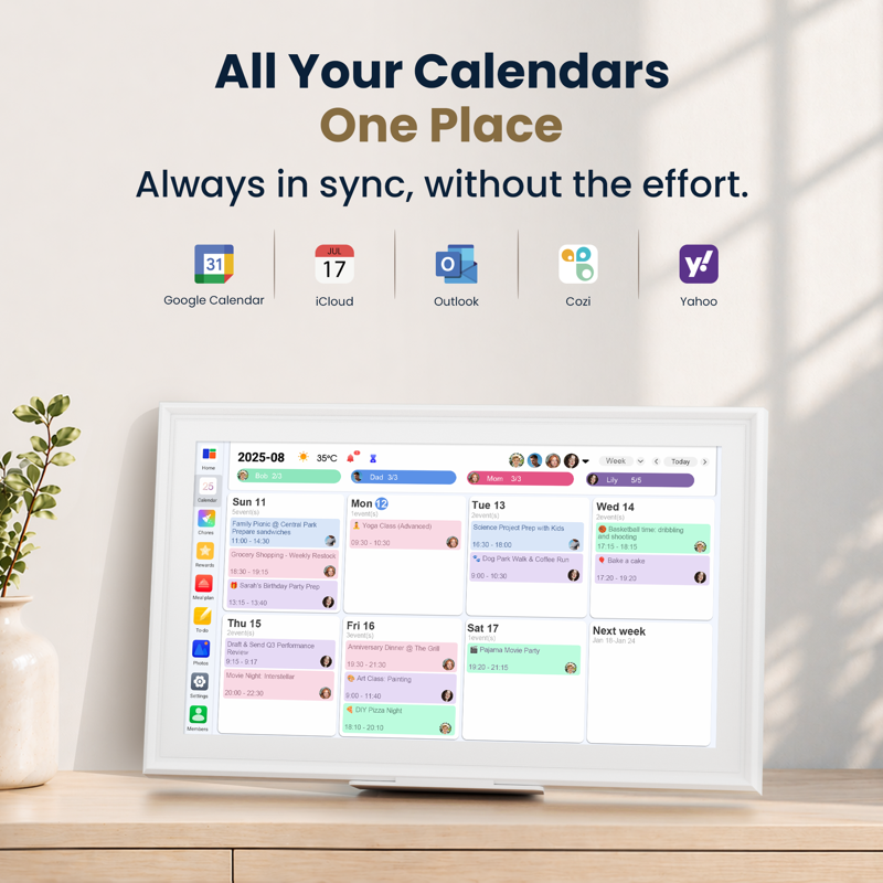Digital Wall Calendar with Touchscreen & WiFi – Family Organizer, No Subscription