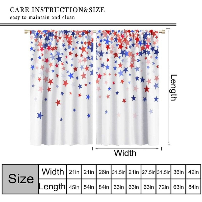 Independence Day Blackout Curtains - 4th of July Stars Window Drapes, Multiple Sizes