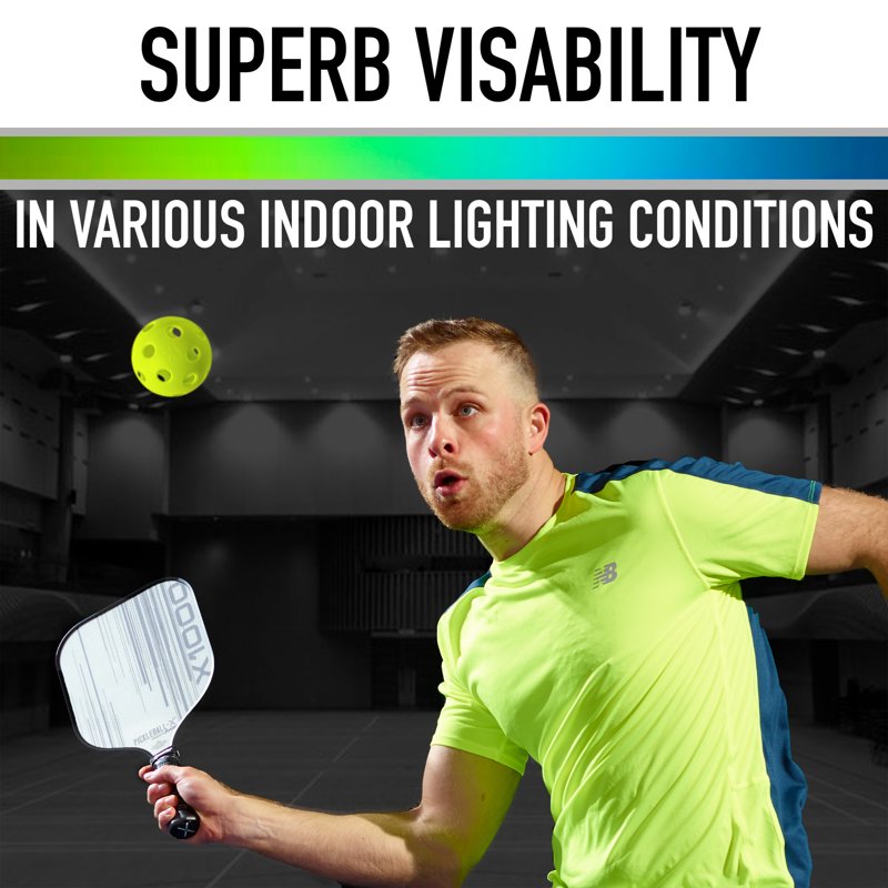 X-26 Indoor Pickleballs - 3 Pack, Optic Yellow - 26-Hole Premium Performance
