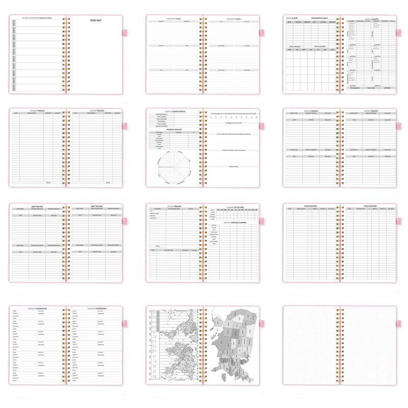 Monthly Budget Planner Notebook - Expense & Bill Organizer, 7x10 Pink