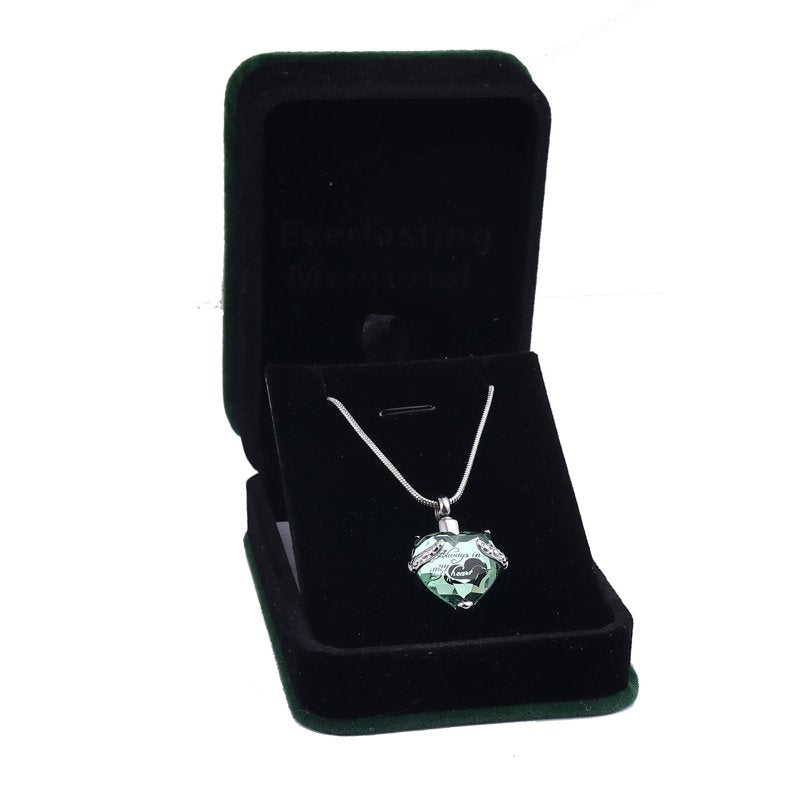 Memorial Cremation Necklace for Ashes Heart Pendant Remembrance Jewelry