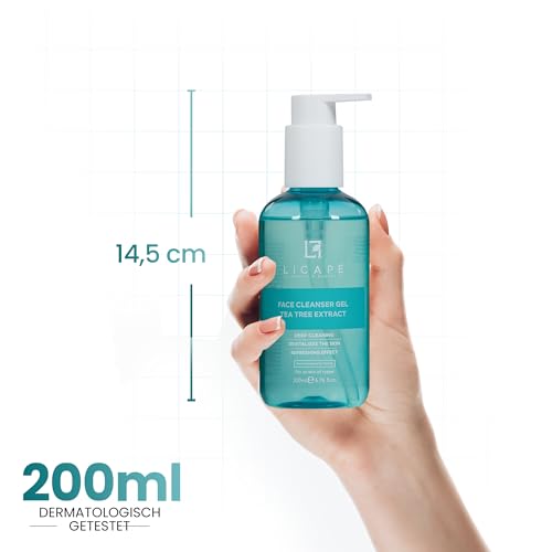 LICAPE¢ç Cleansing Gel Face | Facial Cleanser with Tea Tree Oil | For Oily & Sensitive Skin ? Removes Makeup 200 ml