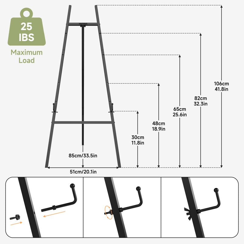 Heavy Duty Metal Easel Stand for Sign and Poster Display, Adjustable Height