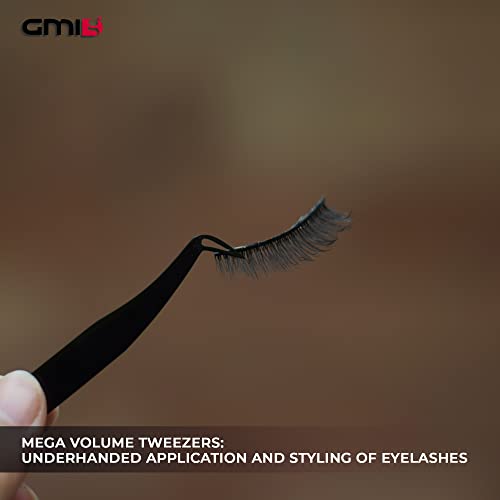 GMI Tweezers - Eyelash Extension Tweezers - Stainless Steel Lash Extension Tweezers - Eyelash extension kit - Lash tweezers for Eyelash Extensions - L-Shaped.