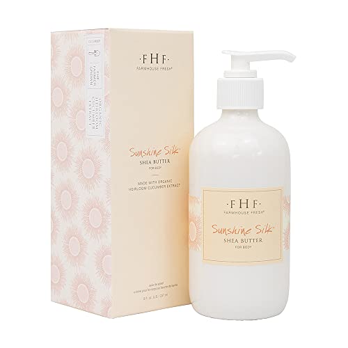 FarmHouse Fresh Sunshine Silk Organic Shea Butter Body Lotion ? Hydrating Moisturizer with Vitamin E, Citrus and Vanilla Scent, 8 fl oz