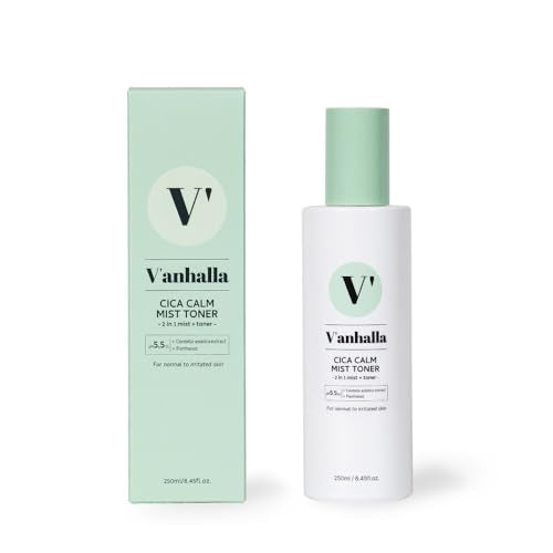 V¡¯anhalla Cica Calm Mist Toner 8.45fl.oz | Vegan, pH5.5, Calming, Refreshing, Hydrating, Gentle exfoliating, pH balancing. Facial Mist Toner with Centella asiatica extract 6%, Panthenol 1%