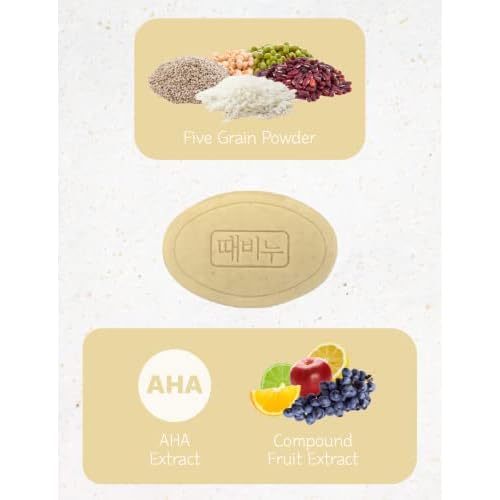 Five Grains Exfoliating Scrub Soap 3.2oz 2pcs + Songwol Korean Exfoliating Towel Green 13cm X 23.5cm 2pcs