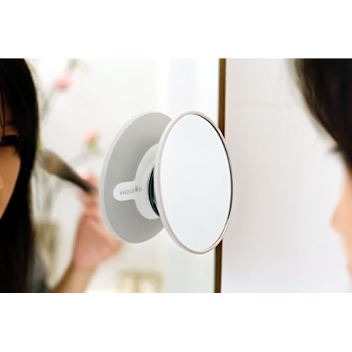 Suction Cup Mounted Detachable Mirror 5x Magnification White