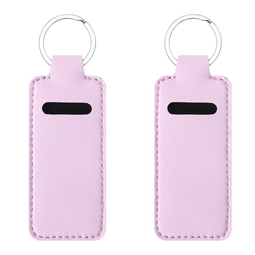 Two-piece Chapstick Holder KeyChain£¬Cute Leather Women and Men Lip Balm Holder Lipstick Key Chain.