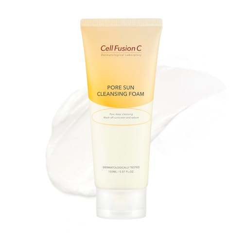 Cell Fusion C Pore Sun Cleansing Foam, Facial Cleanser, LHA & Linoleic Acid, Removes Blackheads, Face Wash for Sensitive Skin, 5.07 fl.oz / 150ml