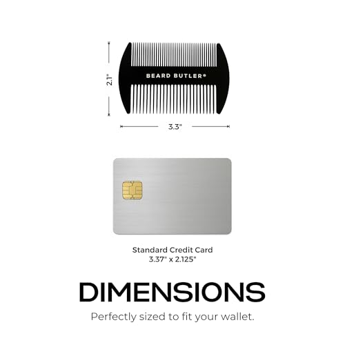 Beard Butler¢ç 'The Original' Metal Wallet Comb ? Slim Credit Card Beard & Mustache Comb for Men ? Portable Stainless Steel ? Fits in Wallet or Pocket ? Perfect Beard Gift - Black