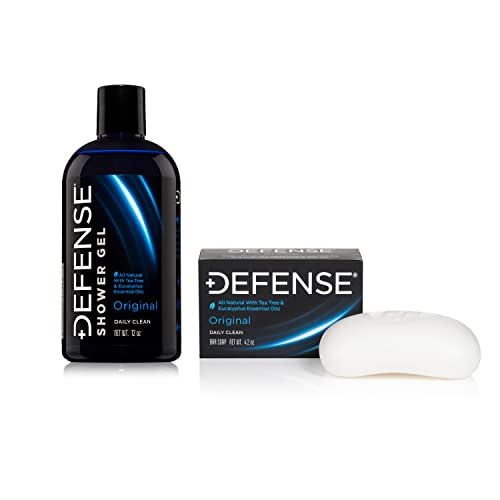 Defense Soap 4 Oz Bar and Body Wash 12 oz - 100% Natural Tea Tree and Eucalyptus Oil