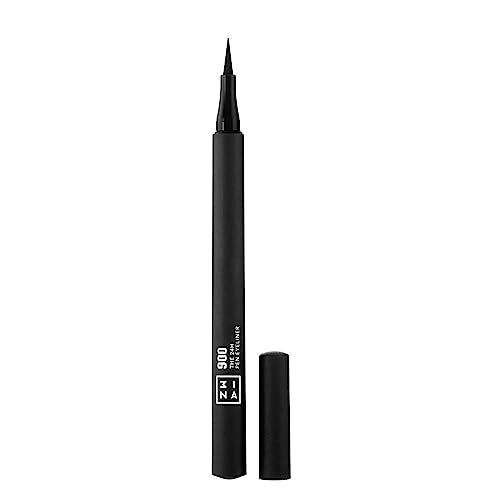 3INA The 24H Pen Eyeliner ? Black Liquid Eyeliner with Precise Tip ? Waterproof Eye Makeup ? 24 Hour Long Wear and Non-Shine Finish - 900-0.04 oz