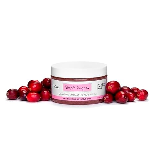 5oz Cranberry Facial Cleansing Exfoliating Moisturizer for Sensitive Skin, Combination Skin, Eczema, Dry Skin, Psoriasis