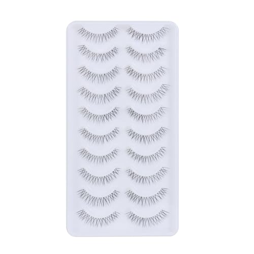 outopen 10 Pairs Natural Lashes That Look Like Extensions 5-13MM Short False Eyelashes Handmade Clear Band Wispy Eyelashes For Daily Work Lashes Easy To Apply (A01)