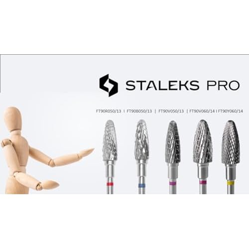 STALEKS PRO Expert Carbide Nail Drill bits 5 MM Working Part 13 MM Nail Tools for Russian Manicure, Nail Drill bit for Gel Nail Polish Removal FT90R050/13