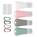 4 Pcs 60ml Leakproof Silicone Travel Bottle Portable Travel Containers Set Refillable Squeezable Container with 4 Hook Carabiner for Travel Toiletries