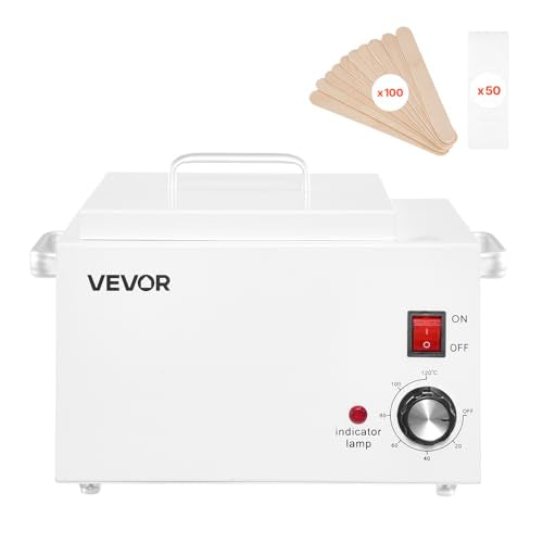 VEVOR Single Wax Warmer, 3000ML 300W Professional Wax Warmer for Hair Removal, 32 ¢µ to 248 ¢µ Adjustable Electric Waxing Heater Pot with 100PCS Sticks & 50PCS Papers for Home Use, Beauty Salon, Spa