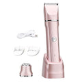 2-in-1 ? Rechargeable Electric Razors for Women, Painless Bikini Trimmer for Women for Bikini, Underarm, Legs, Arms ? IPX7 Waterproof, Compact Travel Design, Silver Pink