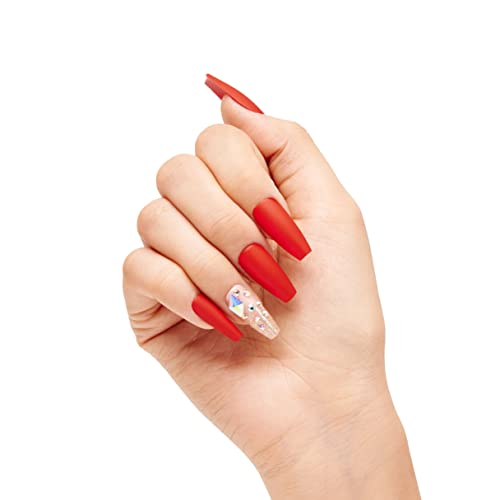 The Nailest - Instant Luxury Acrylic Press-on Nails-Medium Coffin- Rad Red