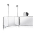 HIEEY 3 Way Mirror for Hair Cutting,360 Trifold Mirror with Height Adjustable Telescoping Hooks,and 5X Magnification,for Makeup, Hair Styling