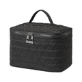 RIGHT AWAY Makeup Bag,Large Cosmetic Bags for Women Girls, Quilted Train Case Make Up Bag with Handle,Travel Makeup Case Organizer,Cute Toiletry Bag Vanity Bag (Black)