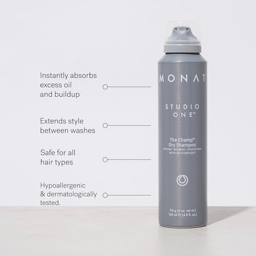 MONAT Studio One¢â The Champ¢â Conditioning Dry Shampoo Infused w/Rejuveniqe¢ç - Waterless Shampoo That Absorbs Oils, Dirt & Impurities in Between Shampoos. For All Hair Types - Net wt. 113g/4 fl oz.