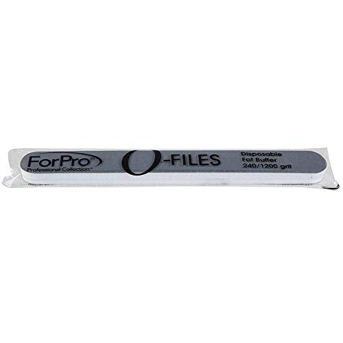 ForPro Professional Collection O-Files Fat Buffer, 240/1200 Grit, Double-Sided Manicure & Pedicure Nail Buffer, Individually-Wrapped, Disposable Nail File, 6¡± L x .75¡± W, 50-Count