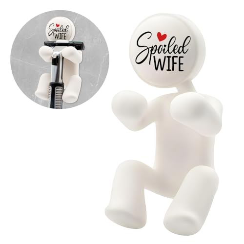 AGMDESIGN Spoiled Wife Shower Razor Holder, Funny Bathroom Decor for Inside Shower, Gadgets Leg Razor Holder, Cute Valentine's Day Storage Hook Gifts for Women Girlfriend Wife Sister Mom
