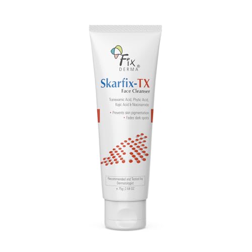 FIXDERMA Skarfix -TX Face Cleanser with Tranexamic, Kojic & Niacinamide Acid | Pigmentation Face Wash for All Skin Types | Face Wash for Women -75gm