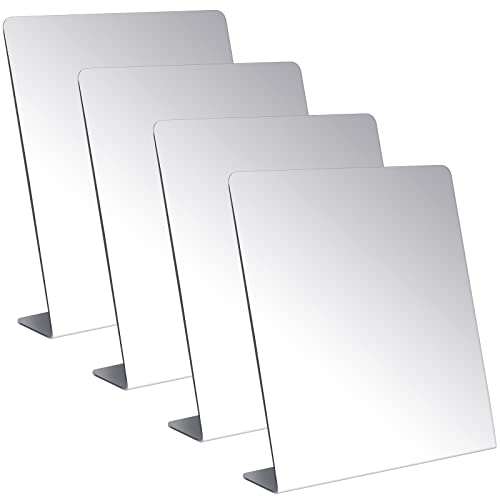 Amyhill 4 Pcs Counter Top Mirror Freestanding Mirror Single Sided Acrylic Desk Glass for Tabletop Bedroom Office Bathroom Home Dorm (8.5 x 9 Inch)