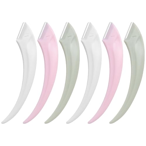 Eyebrow Trimmer 6-Pack Stainless Steel Meniscus Razors Anti-Scratch Compact Eyebrow Hair Remover for Women and Men Portable Facial Razor for Precise Grooming