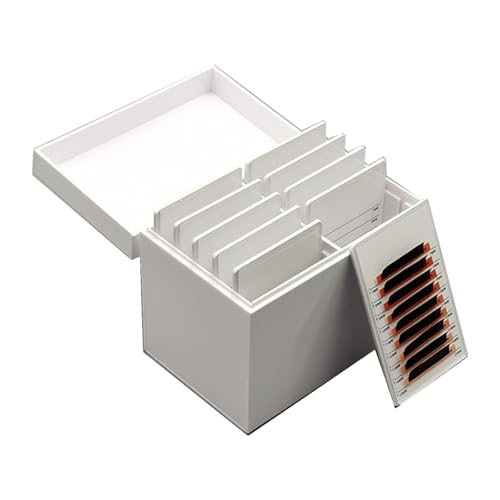 Acrylic 10 Layers Eyelases Extension Storage Box, Grafting Eye lashes Close-Packed Display, Makeup Organizer False Eyelashes Glue Pallet Holder with 10 Pallets (White without Eye)