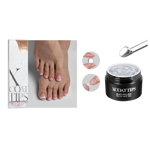btartboxnails XCOATTIPS Pink French Toe Nails and Gap-filled Solid Nail Gel Kit