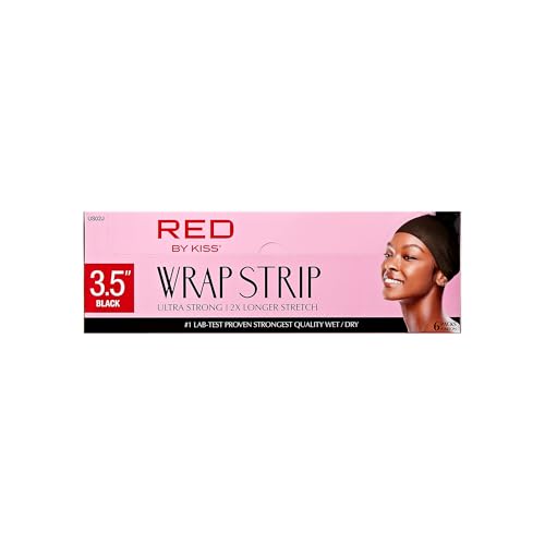 Red by Kiss Hair Wrapping Strip, Ultra Strong 2X Longer Stretch, 40 Strips, Suitable for Wet/Dry Hair, White, Styling Paper for Sleek Hairstyles (3.5", Black, 6 PACK)