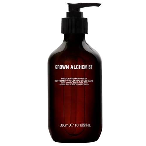 Grown Alchemist Invigorate Hand Wash ? Liquid Hand Soap with Aloe, Sweet Orange, Cedarwood & Sage ? Gentle, Moisturizing Kitchen & Bathroom Soap, Natural Plant Based Gel Cleanser, 300mL