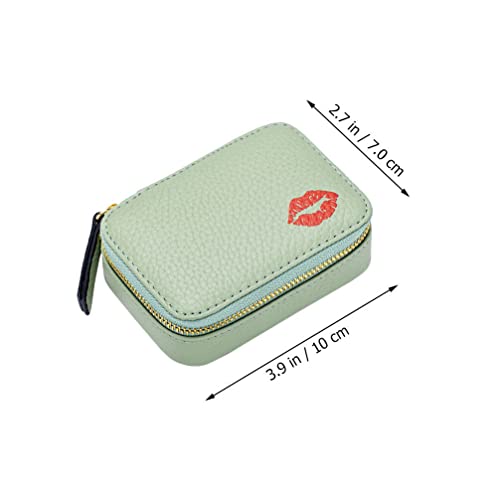 Kichvoe Portable Lipstick Makeup Bag Small Pu Leather Cosmetic Pouch with Mirror for Travel Daily Use Organizer for Lipstick Cards Jewelry