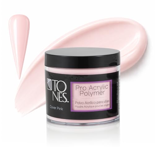 Tones Pro Acrylic Nail Powder, Cover Pink (Soft Nude Pink), (8.5 Fl Oz) - Long-Lasting & Non-Yellowing Polymer for Salon Quality Nail Extensions & 3D Art