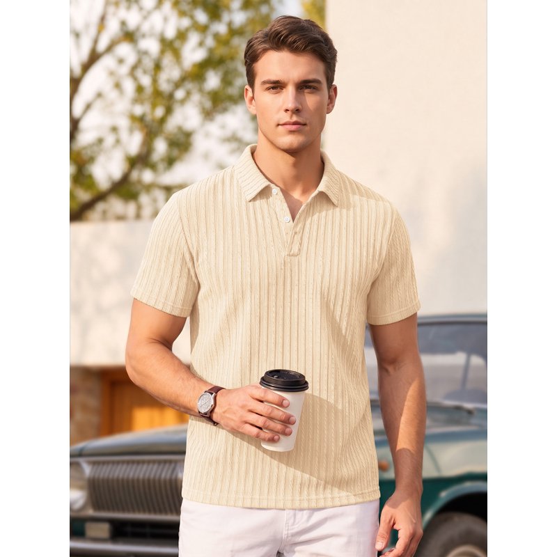Men's Casual Polo Shirt Summer Short Sleeve Golf & Beach Knit Top