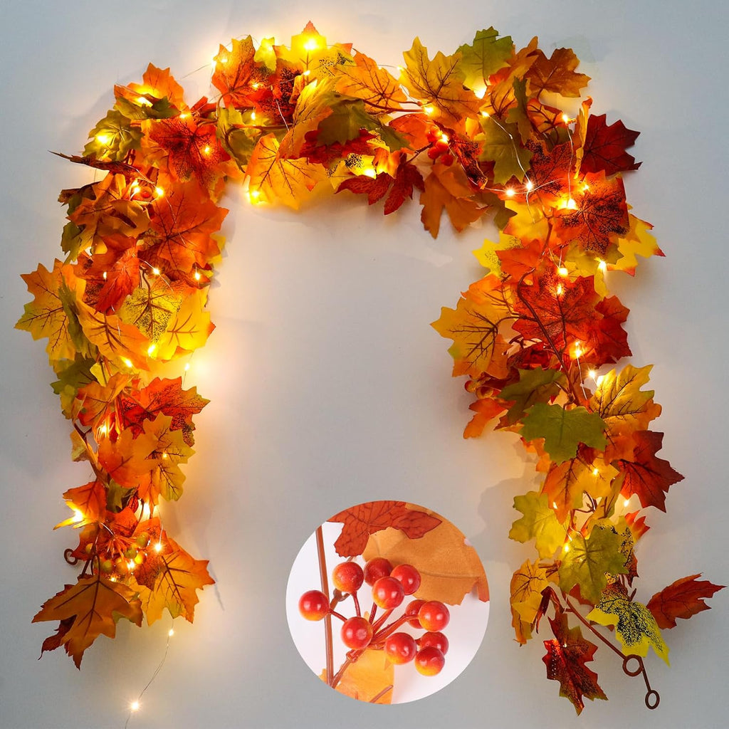 Maple Leaf Fall String Lights Set - Waterproof LED Garland for Indoor Outdoor Decor