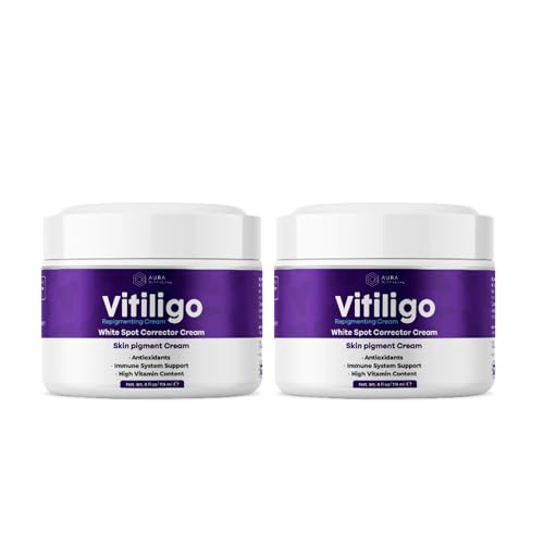 Vitiligo Cream for White Spots (8oz) - Repigmenting Cream with Polypodium Leucotomos and Melanocyte Support - Promotes Even Pigmentation by Aura Dermacare