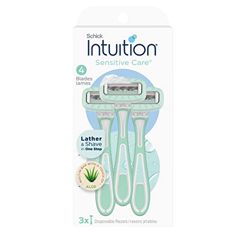 Schick Intuition Disposable Razors with Sensitive Skin, 3 Count | Razors Sensitive Skin, Women¡¯s Disposable Razors with a Touch of Aloe, Travel Razor