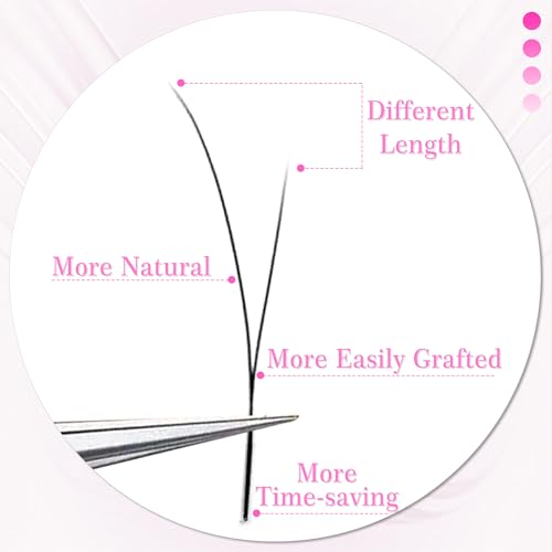 CoMango Fox EyeLashes Extension 2D Fans Flying YY Lashes Y Shaped Wispy Lashes Foy YY Lashes Mink Premade Lash Fans C/D Curly Natural Fluffy Handmade Individual Eyelash Fans(Black,2D-LC-mix8-13mm)