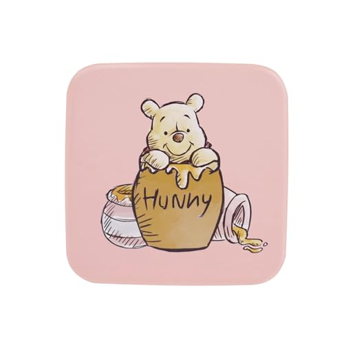 Impressions Vanity Winnie The Pooh Hunny LED Compact Top Mirror with 2X Magnified, Winnie The Pooh Artwork Travel Mirror with Touch Switch LED Lighting and Adjustable Brightness