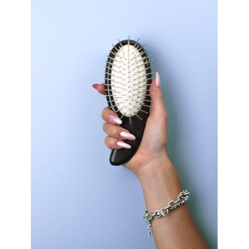 The Bay by Cricket¢â Dark Half Moon Brush The Half Moon Bay Series Sensory Scalp & Haircare Wellness with Cooling Extra-long Metal bristles and Gua-Sha-Ahhh Shaped Handle