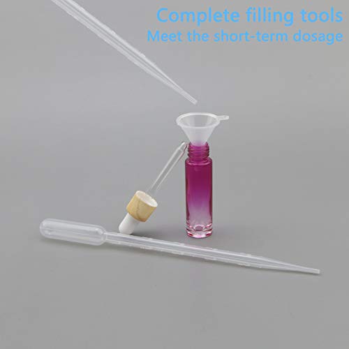10Pcs Eye Dropper Set, 10ml (1/3oz) Rose Red Gradient Thickened Glass Bottles with Funnels & Droppers, Sample Vials for Essential Oils Perfumes