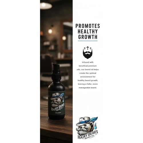 Hairy Bear¡¯s Beard Conditioning Oil ? Sandalwood | Organic Castor & Jojoba | Non-Greasy Beard Conditioner | 2 fl oz Pump Glass Bottle