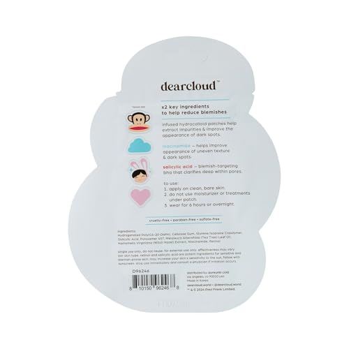 dearcloud Paul Frank Hydrocolloid Blemish Patches - 12 Count - Pimple Patches for Face, Acne Spot Treatment With Niacinamide & Salicylic Acid (Zit Buster Julius)