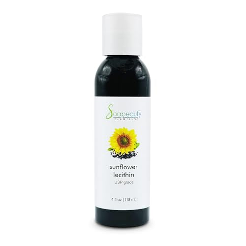 SUNFLOWER LECITHIN Liquid Oil | Cold Pressed Unrefined | USP Grade Unbleached 100% Pure Natural Sunflower Lecithin Oil | Skin Moisturizer, Soap Making, Lotion | 4 fl oz